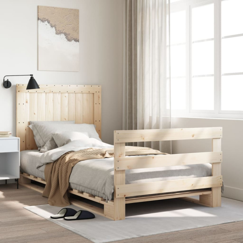 Rám Postele S Čelem Masivní Borové Dřevo Přírodní - with cross headboard / 90 x 200 cm
