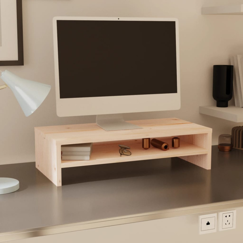 Stojan Na Monitor 50 X 24 X 13 Cm Masivní Borové Dřevo - Voskově hnědá