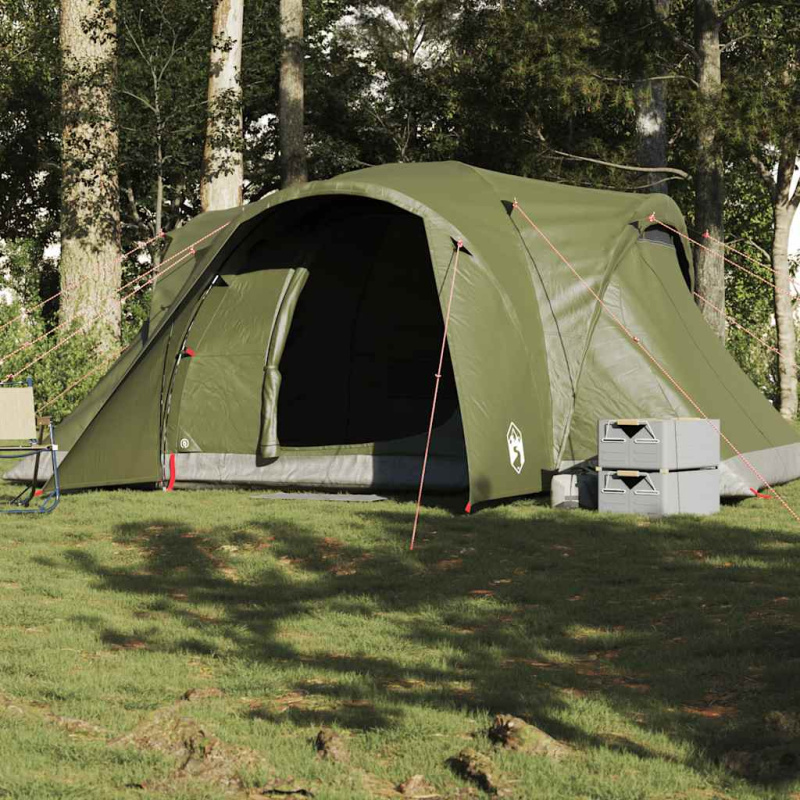 Rodinný Stan Kopule Pro 6 Osob Olivově Zelený Nepromokavý - Zelená / 494 x 370 x 190 cm