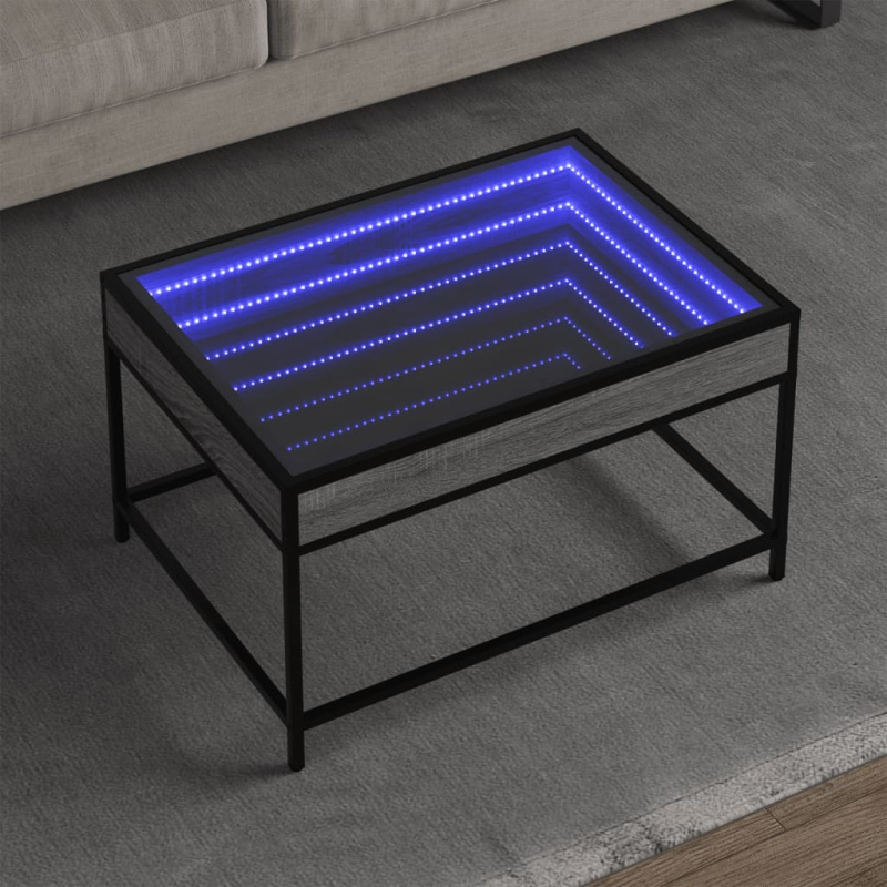 Konferenční Stolek S Infinity Led Šedý Sonoma - Kouřový dub / 50 x 50 x 41 cm