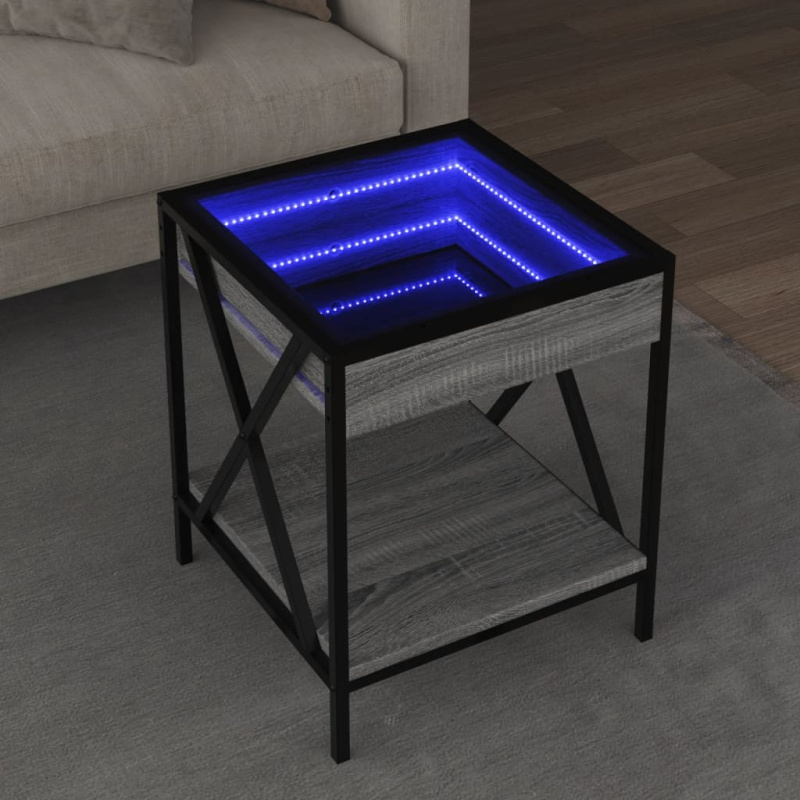 Konferenční Stolek S Infinity Led Šedý Sonoma - Kouřový dub / 50 x 50 x 38 cm