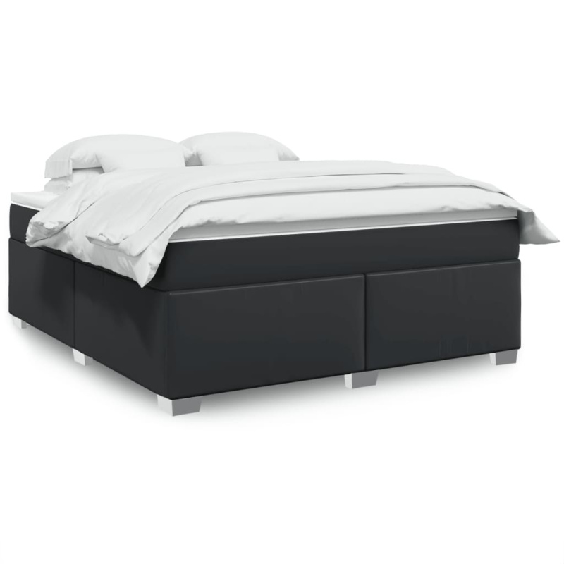 Box spring postel s matrací šedá 200x200 cm umělá kůže
