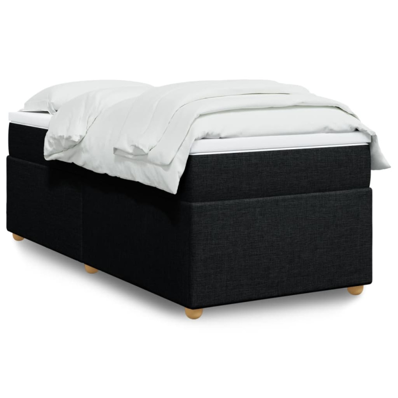 Box spring postel s matrací černá textil - Tmavě hnědá / 80 x 200 cm