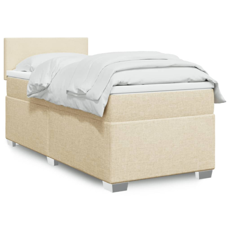 Box spring postel s matrací krémová 90x190 cm textil