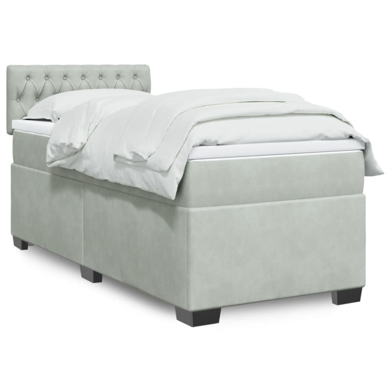 Box spring postel s matrací světle šedá 200x200 cm samet