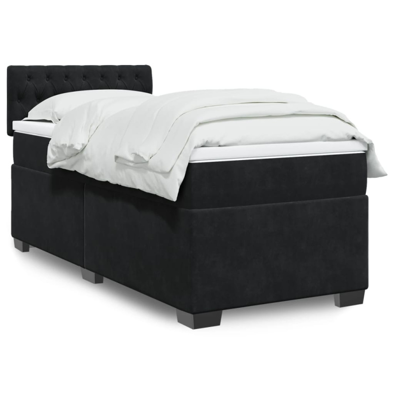 Box spring postel s matrací černá 200x200 cm samet