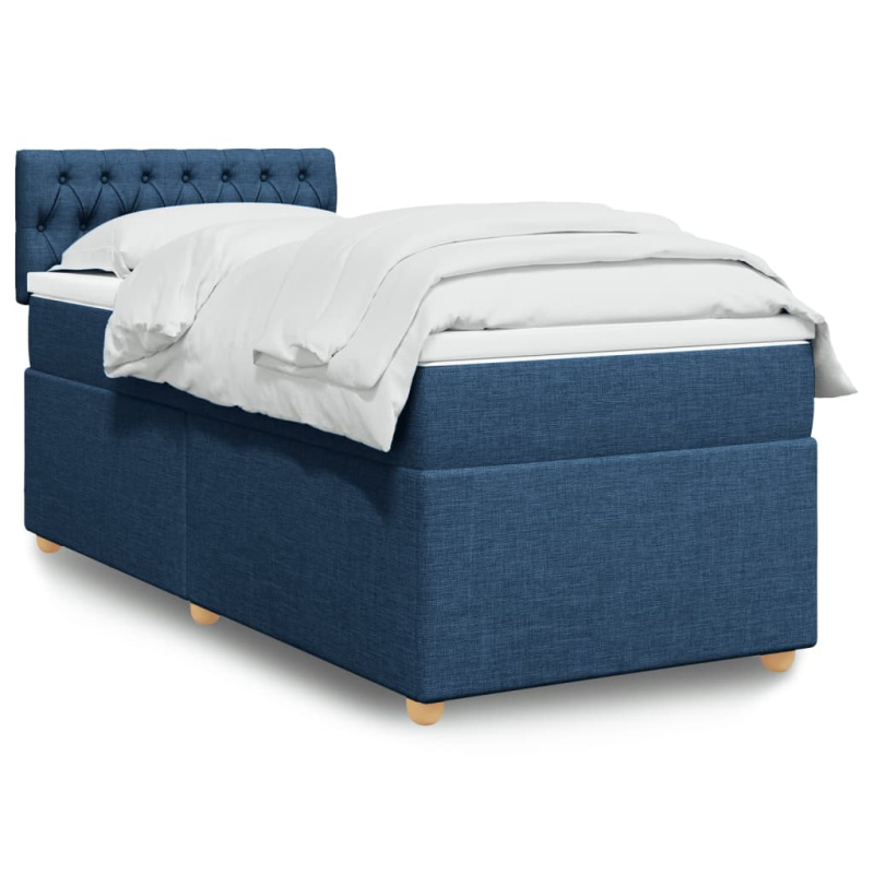 Box spring postel s matrací modrá 180x200 cm textil