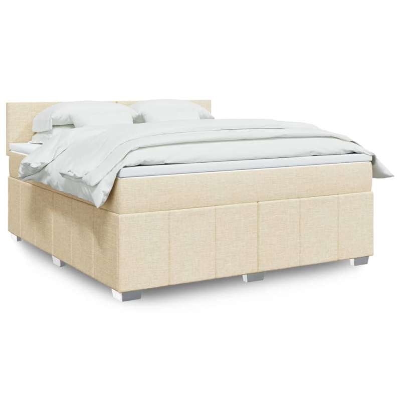 Box spring postel s matrací krémová 180x200 cm textil