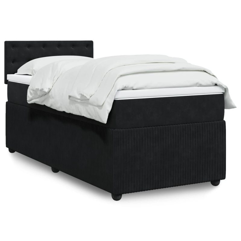 Box spring postel s matrací černá 200x200 cm samet