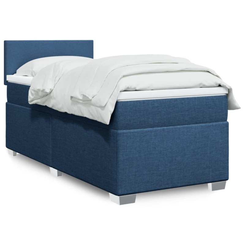 Box spring postel s matrací modrá 100 x 200 cm textil