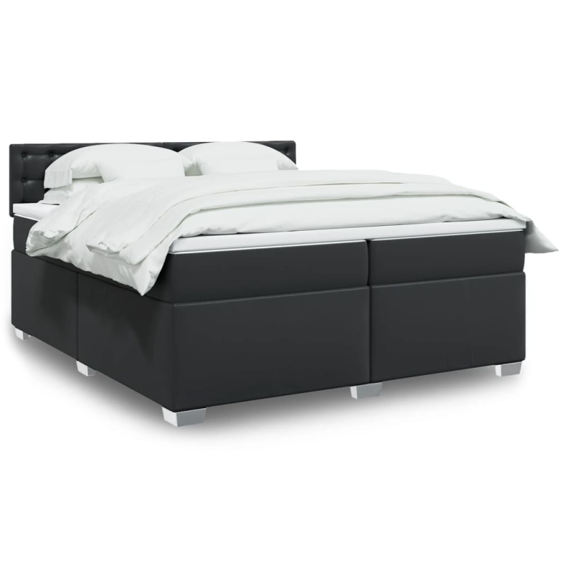 Box spring postel s matrací šedá 200x200 cm umělá kůže
