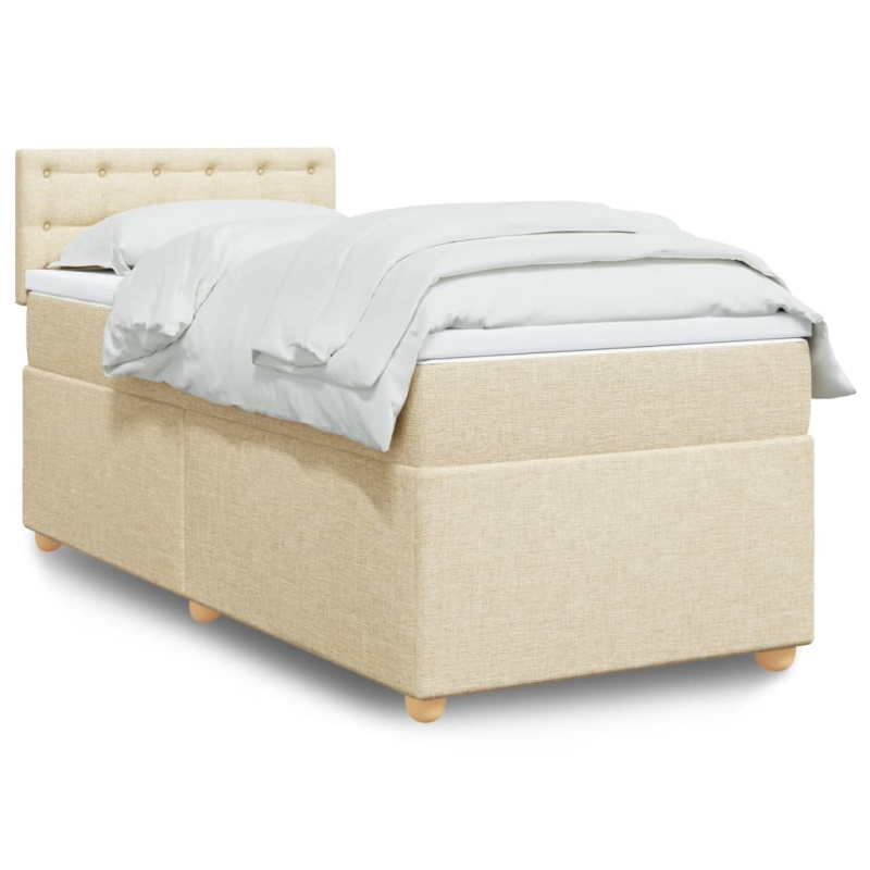 Box spring postel s matrací krémová 200x200 cm textil
