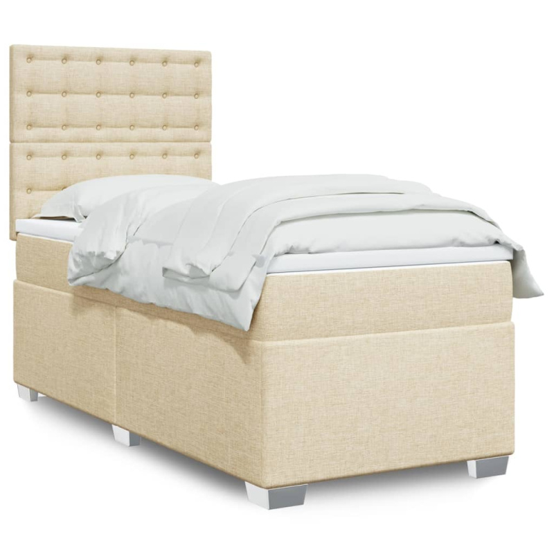 Box spring postel s matrací krémová 90x190 cm textil