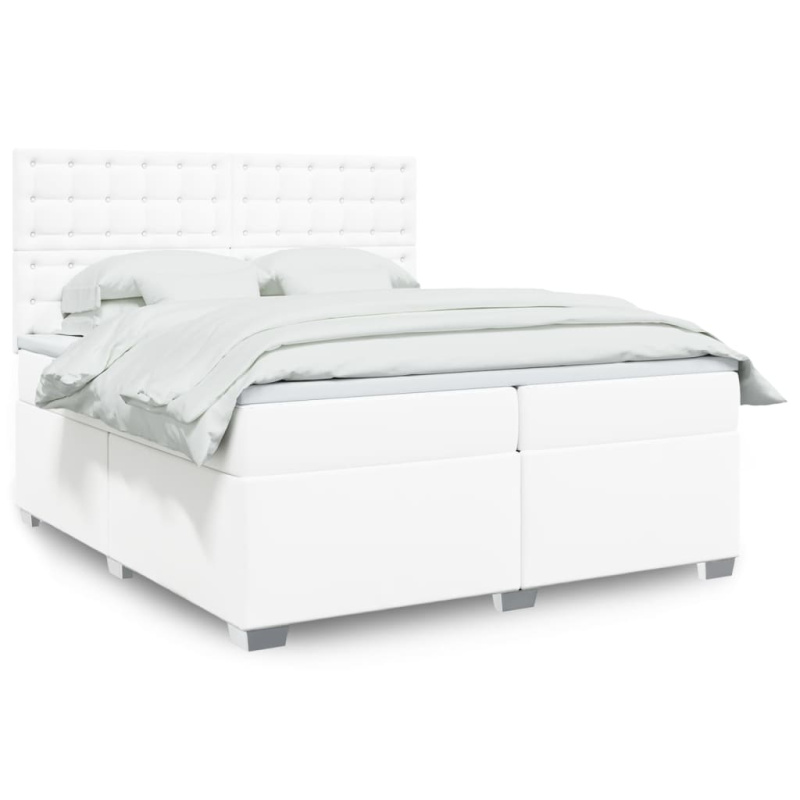 Box spring postel s matrací šedá 200x200 cm umělá kůže