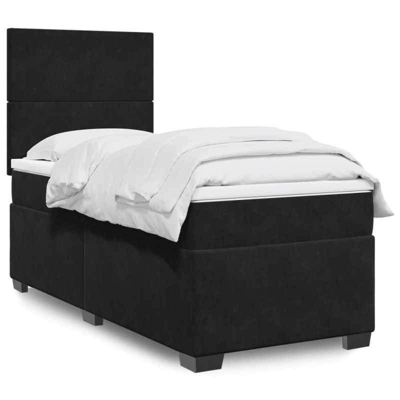 Box spring postel s matrací černá 200x200 cm samet