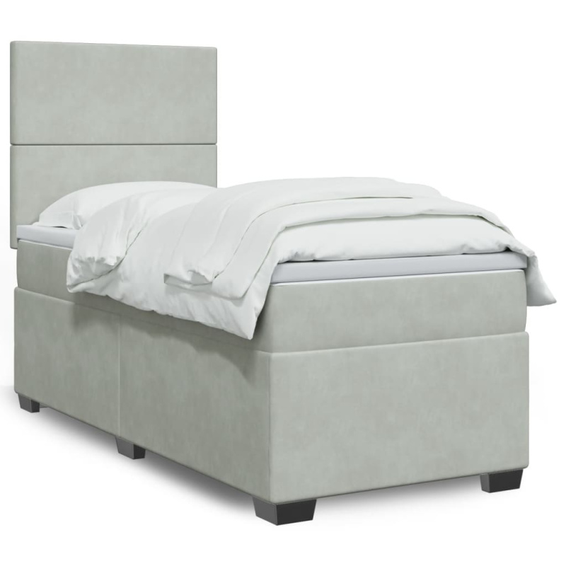 Box spring postel s matrací světle šedá 200x200 cm samet