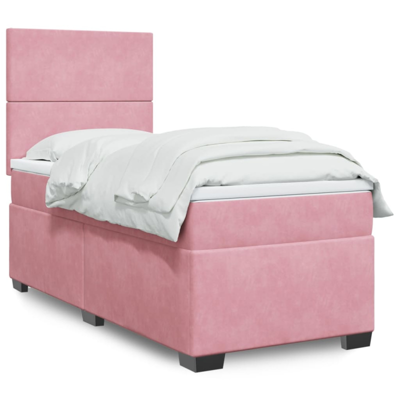 Box spring postel s matrací růžová 200x200 cm samet
