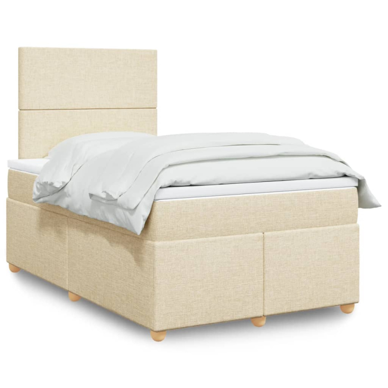 Box Spring Postel S Matrací Krémová 120X190 Cm Textil Černá