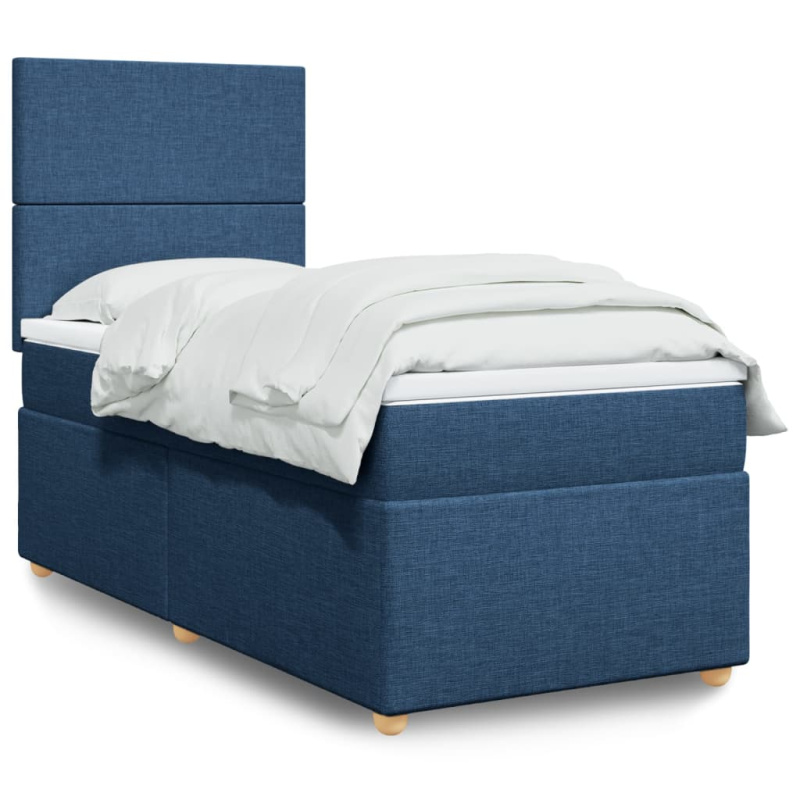 Box spring postel s matrací modrá 180x200 cm textil