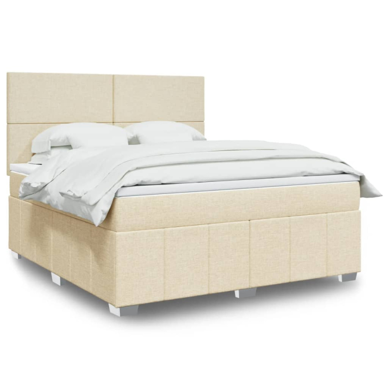Box spring postel s matrací krémová 180x200 cm textil