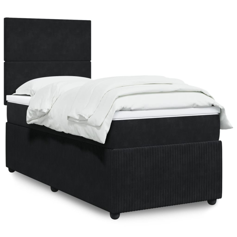 Box spring postel s matrací černá 200x200 cm samet