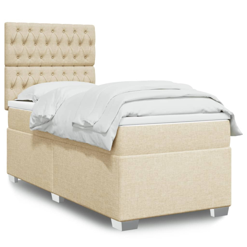 Box spring postel s matrací krémová 90x190 cm textil