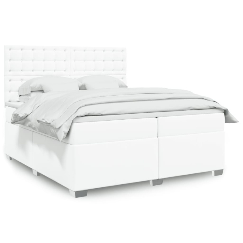 Box spring postel s matrací šedá 200x200 cm umělá kůže