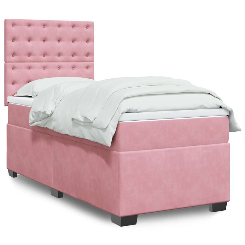Box spring postel s matrací růžová 180x200 cm samet