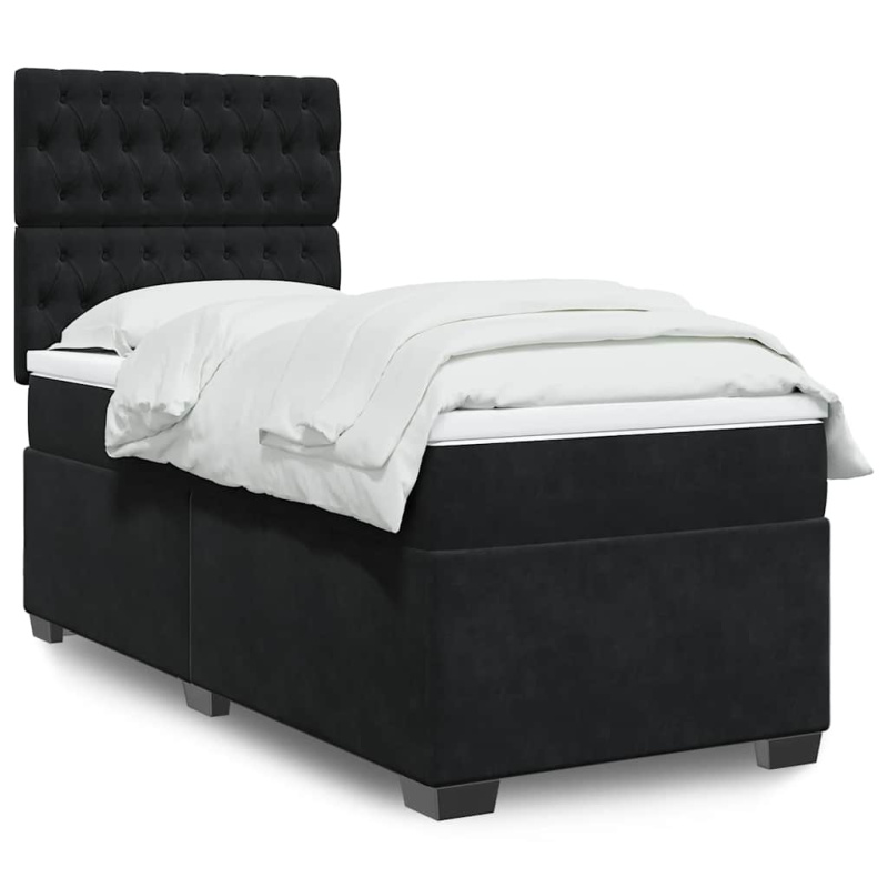 Box spring postel s matrací černá 200x200 cm samet