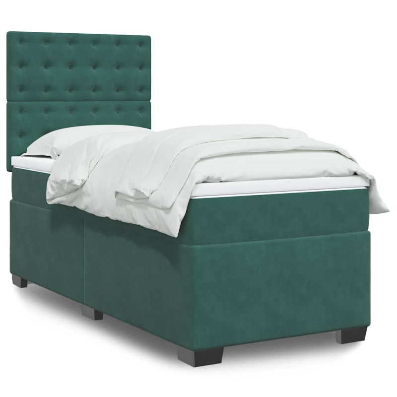 vidaXL Box spring postel s matrací tmavě šedá 200x200 cm samet