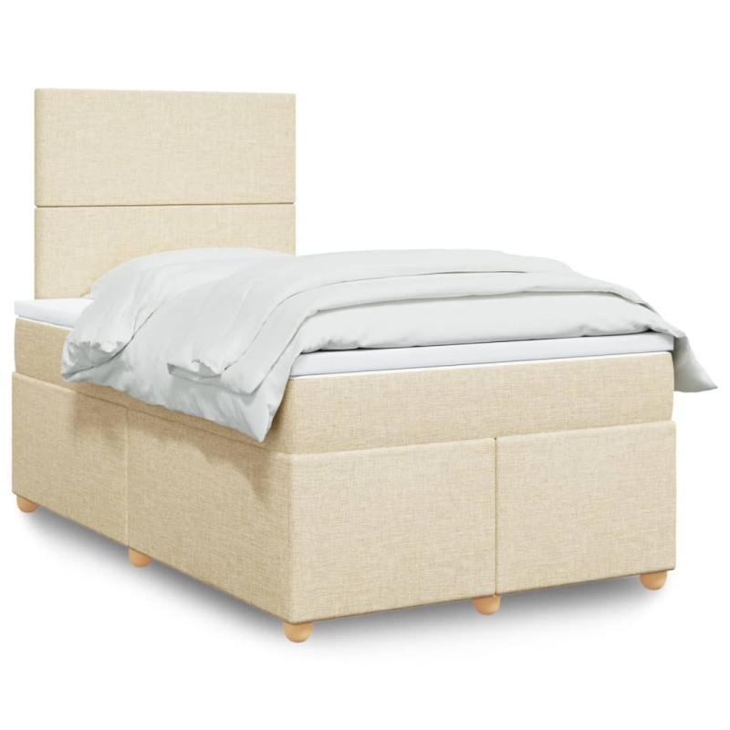 Box Spring Postel S Matrací Krémová 120X190 Cm Textil Tmavě Hnědá