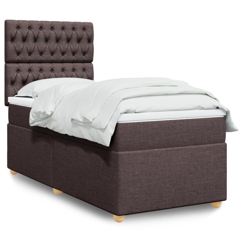 Box spring postel s matrací tmavě hnědá 160x200 cm textil