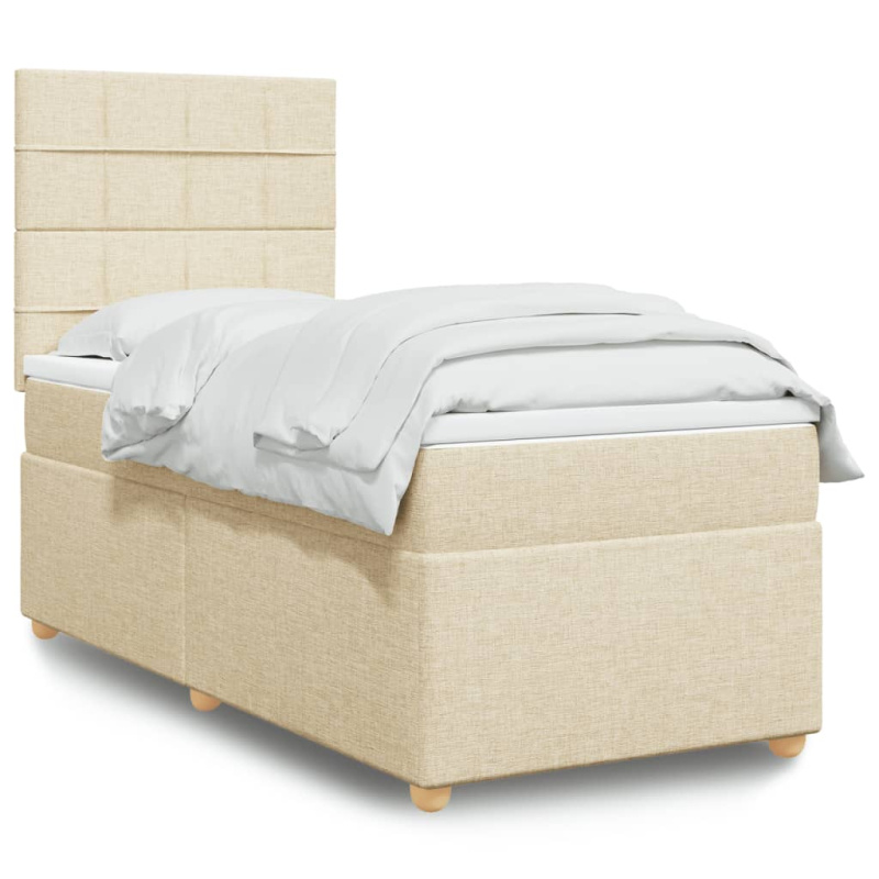 Box spring postel s matrací krémová 180x200 cm textil