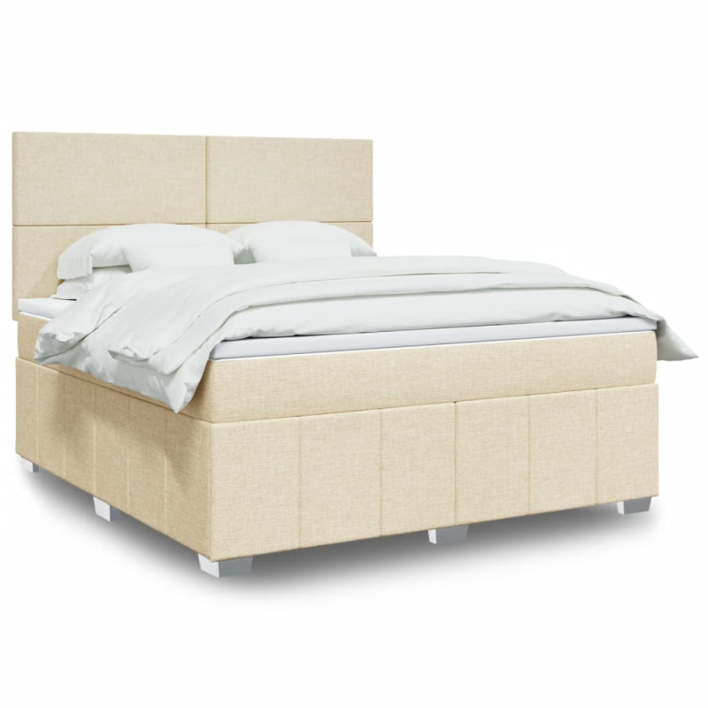 Box spring postel s matrací krémová 180x200 cm textil