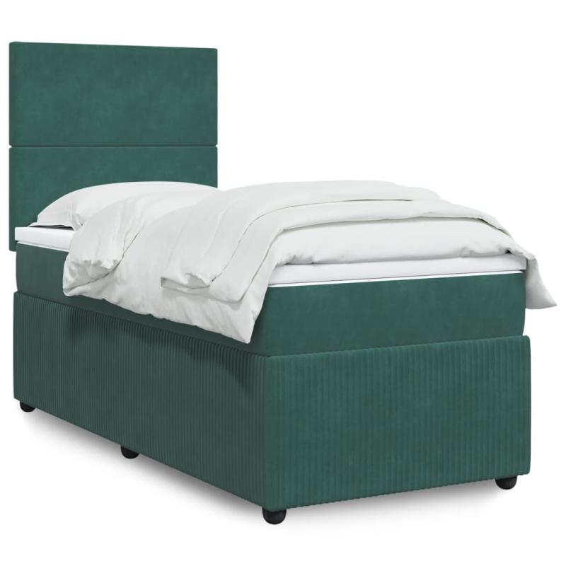 Box spring postel s matrací tmavě zelená 180x200 cm samet