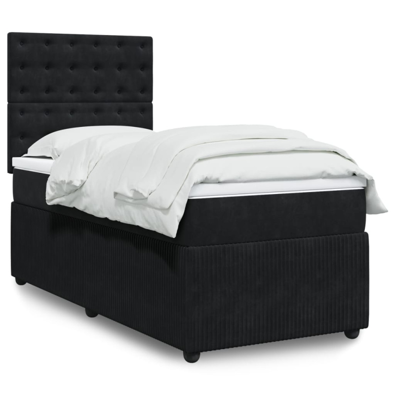 Box spring postel s matrací černá 200x200 cm samet