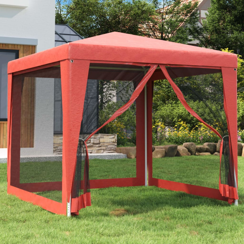 Party Stan Se 4 Síťovanými Bočnicemi Červený 2,5 X 2,5 M Hdpe Červená - with 8 sidewalls / 4 x 4 m