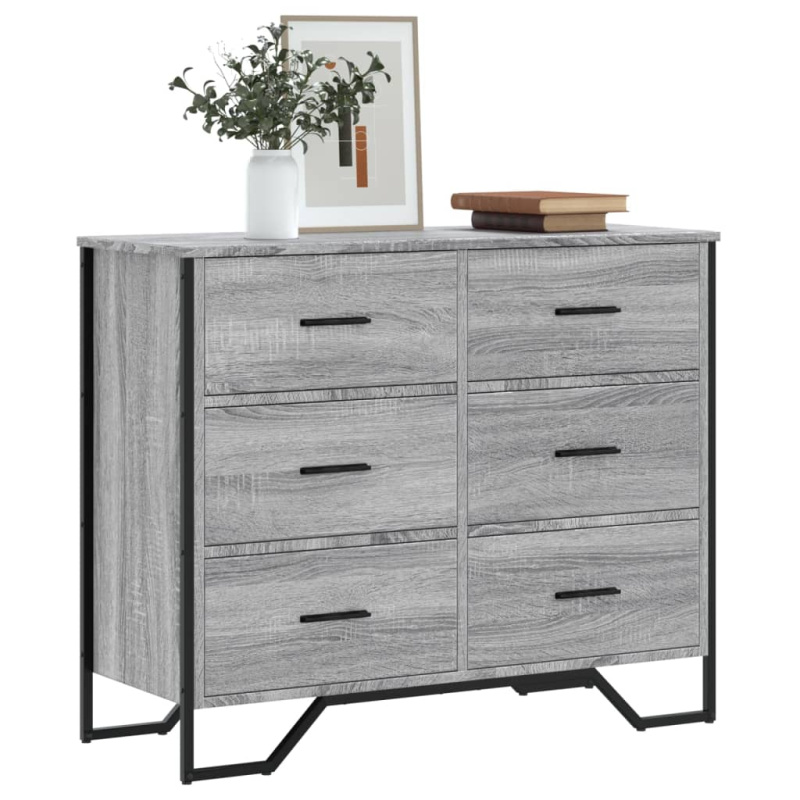 Komoda Šedá Sonoma 91 X 35,5 X 74,5 Cm Kompozitní Dřevo - Kouřový dub