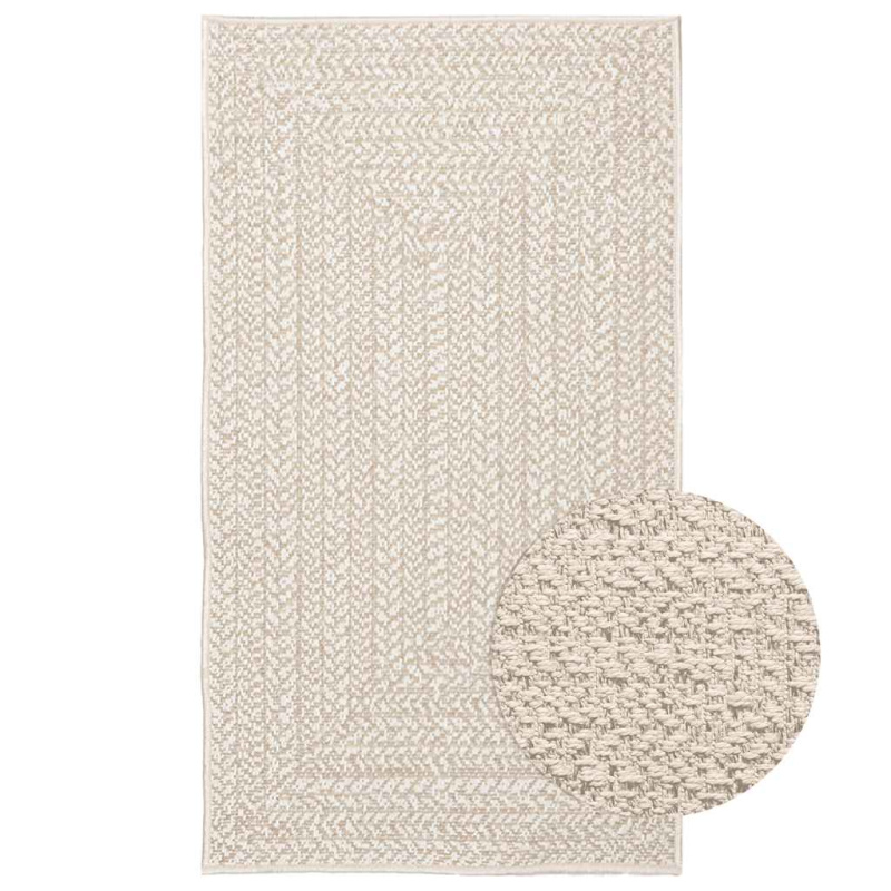 Koberec Zizur Jutový Vzhled Interiér Exteriér Krémová - 80 x 250 cm / Kruh