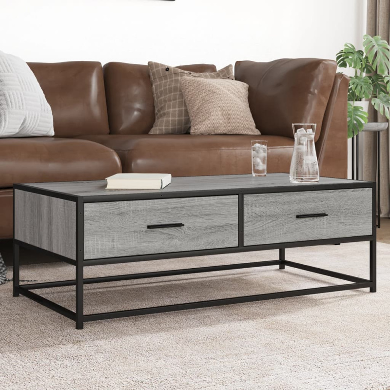 Konferenční Stolek Šedý Sonoma 100 X 50 X 35 Cm Kompozit A Kov - Kouřový dub