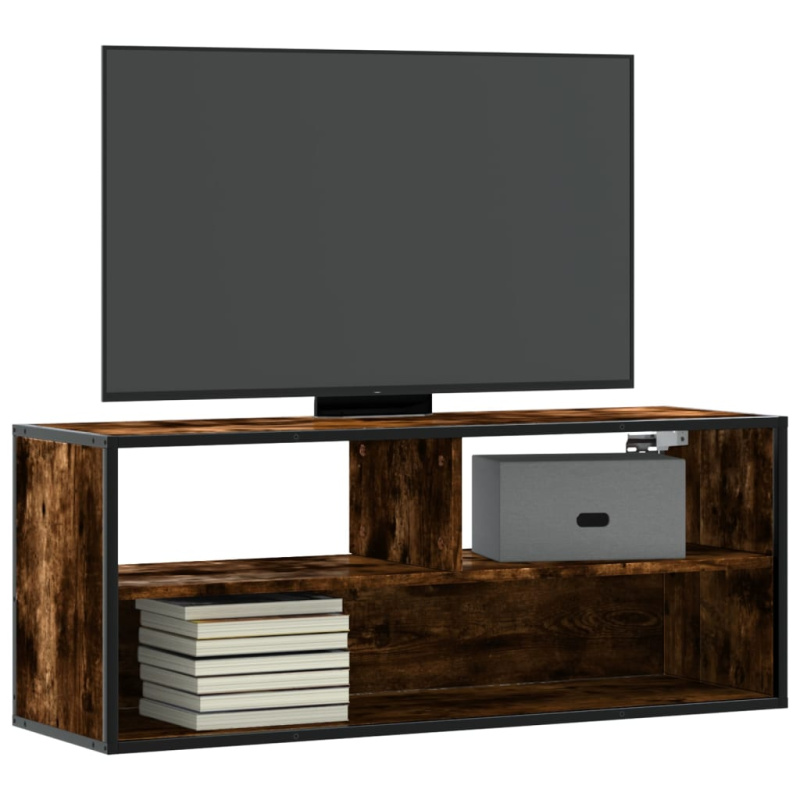 Tv Skříňka 100X31X39,5 Cm Kompozitní Dřevo A Kov - Kouřový dub / 100 cm