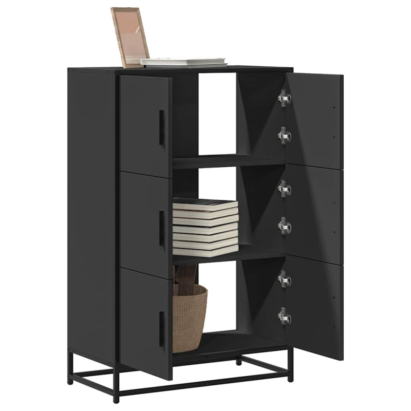 Skříň Highboard Černá 68X35X106,5 Cm Kompozit A Kov - dub sonoma