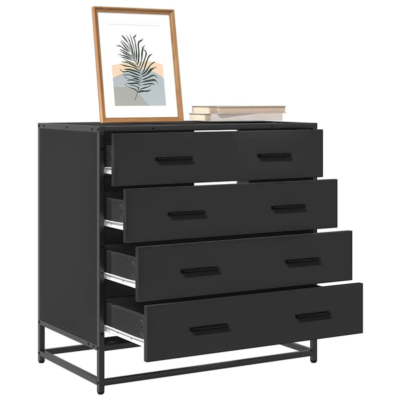 Komoda Se Zásuvkami Černá 70X41X70 Cm Kompozitní Dřevo - Kouřový dub