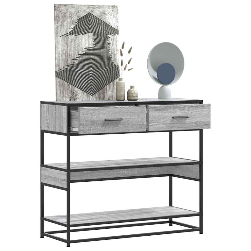Konzolový Stolek Šedý Sonoma 90X35X80 Cm Kompozitní Dřevo - Kouřový dub