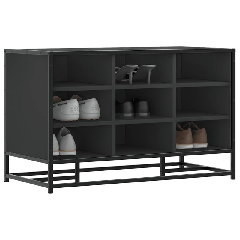 Lavice S Botníkem Černá 84X40X53,5 Cm Kompozit A Kovu - Kouřový dub