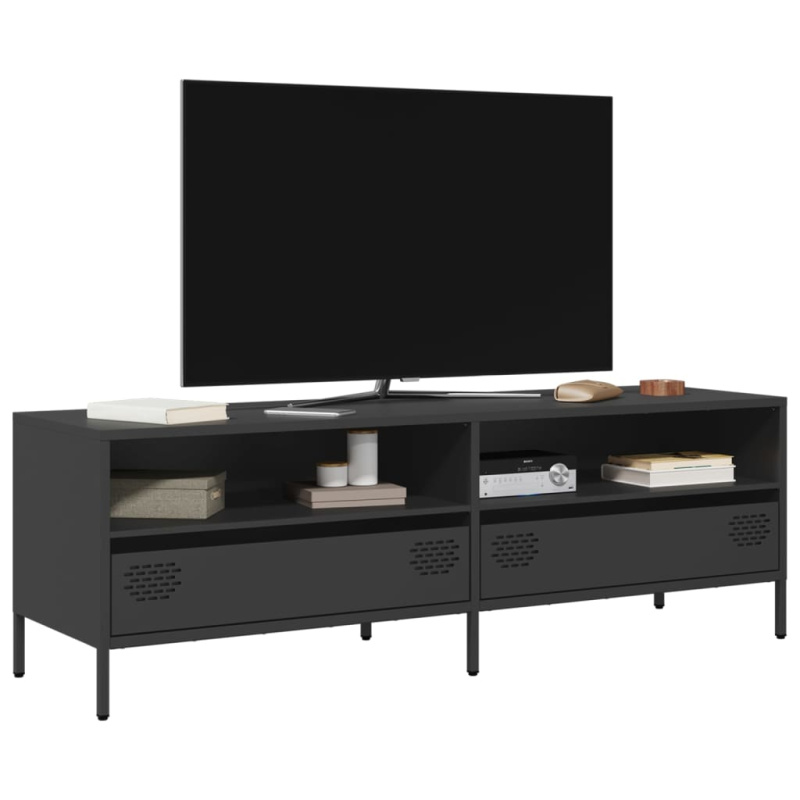 Tv Skříňka Černá 135 X 39 X 43,5 Cm Ocel Válcovaná Za Studena - horčicově žlutá / 135 cm