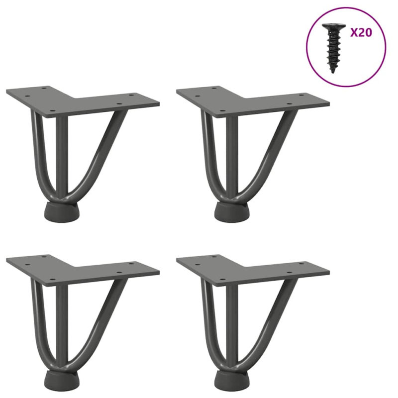 Stolové Nohy Do Vlásenkovými 4Ks 10Cm Masivní Oceli Antracitová - 2 rods / 42 cm