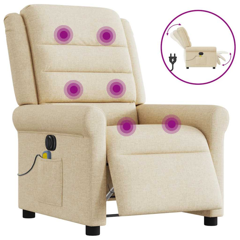 vidaXL Elektrické polohovací křeslo krémové textil