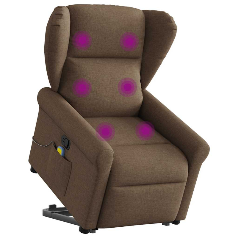 vidaXL Zvedací polohovací křeslo hnědé textil