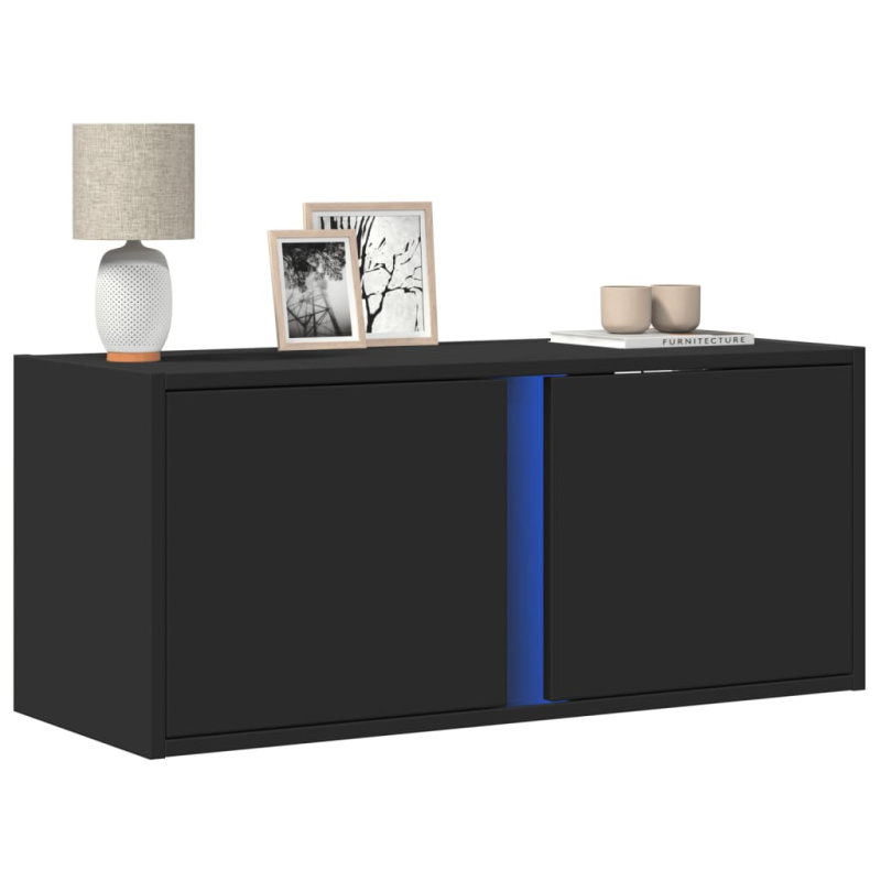 Nástěnná Tv Skříňka S Led Osvětlením Černá 80 X 31 X 35 Cm - Bílá / 100 cm